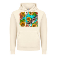 Vintage Artic western sunflowers turquoise cowhide  tooled leather Vintage Hoodie - BarkalooDesign