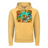 Vintage Mustard western sunflowers turquoise cowhide  tooled leather Vintage Hoodie - BarkalooDesign
