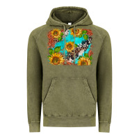 Vintage Olive western sunflowers turquoise cowhide  tooled leather Vintage Hoodie - BarkalooDesign