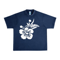 Navy hawaiian flower Urban Heavy Tee - artisFamous