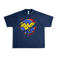 Navy tear off wonder woman shield Urban Heavy Tee - artisFamous