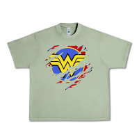 Oil Green tear off wonder woman shield Urban Heavy Tee - artisFamous