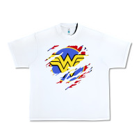 White tear off wonder woman shield Urban Heavy Tee - artisFamous