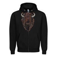 Black american bison Zipper Hoodie - RanaPortraitStore