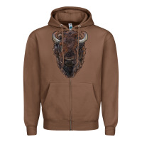 Chestnut american bison Zipper Hoodie - RanaPortraitStore