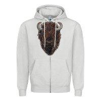 Dove Grey american bison Zipper Hoodie - RanaPortraitStore