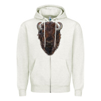 Oatmeal Heather american bison Zipper Hoodie - RanaPortraitStore