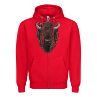 Red american bison Zipper Hoodie - RanaPortraitStore