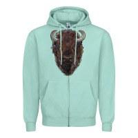 Seafoam american bison Zipper Hoodie - RanaPortraitStore