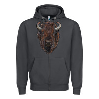 Smoke american bison Zipper Hoodie - RanaPortraitStore