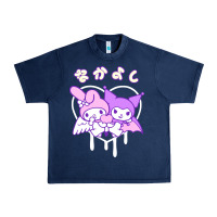 Navy melody and kuromi heart Urban Heavy Tee - artisFamous