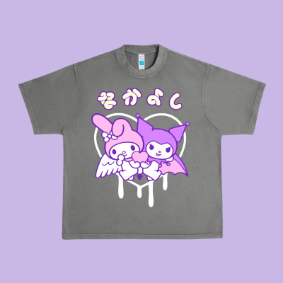 Melody And Kuromi Heart Urban Heavy Tee Designed By Artisfamous