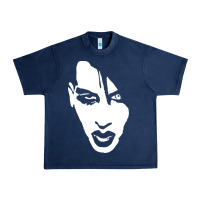 Navy marilyn manson face Urban Heavy Tee - artisFamous