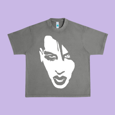 Marilyn Manson Face Urban Heavy Tee Designed By Artisfamous