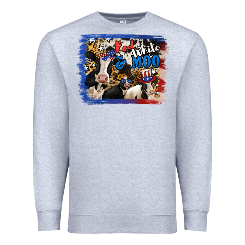 Red White Moo Heifers Premium Sweatshirt by RanaPortraitStore | Teevron