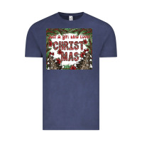 Vintage Denim just a girl who loves christmas Vintage Tee - CowhideDigitalArt