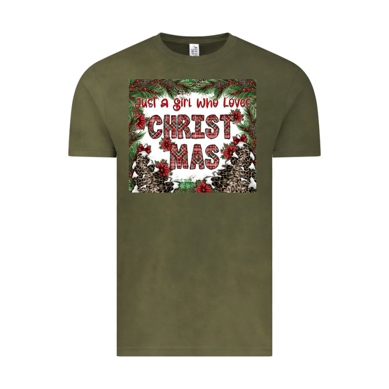 Just A Girl Who Loves Christmas Vintage Tee by CowhideDigitalArt | Teevron