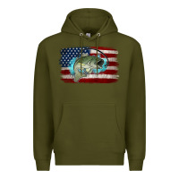 Army Green American Flag Fish Premium Hoodie - Jasminsmagicworld