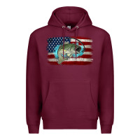 Burgundy American Flag Fish Premium Hoodie - Jasminsmagicworld