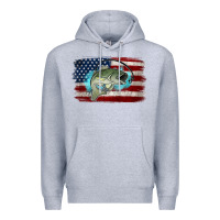 Heather Grey American Flag Fish Premium Hoodie - Jasminsmagicworld