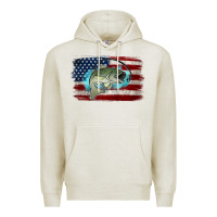 Oatmeal Heather American Flag Fish Premium Hoodie - Jasminsmagicworld