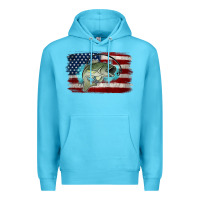 Ocean Blue American Flag Fish Premium Hoodie - Jasminsmagicworld