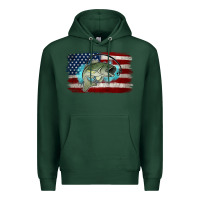 Sports Green American Flag Fish Premium Hoodie - Jasminsmagicworld