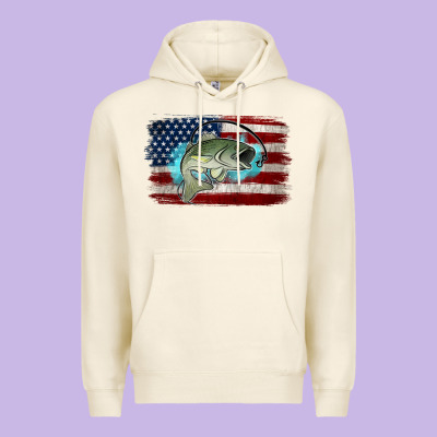 American Flag Fish Premium Hoodie Designed By Jasminsmagicworld