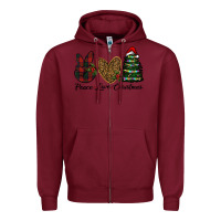 Burgundy peace love christmas Zipper Hoodie - RanaPortraitStore