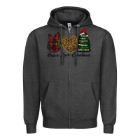 Charcoal Heather peace love christmas Zipper Hoodie - RanaPortraitStore