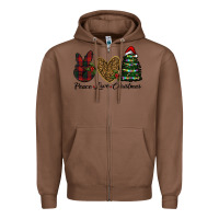 Chestnut peace love christmas Zipper Hoodie - RanaPortraitStore