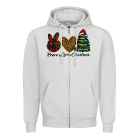 Dove Grey peace love christmas Zipper Hoodie - RanaPortraitStore