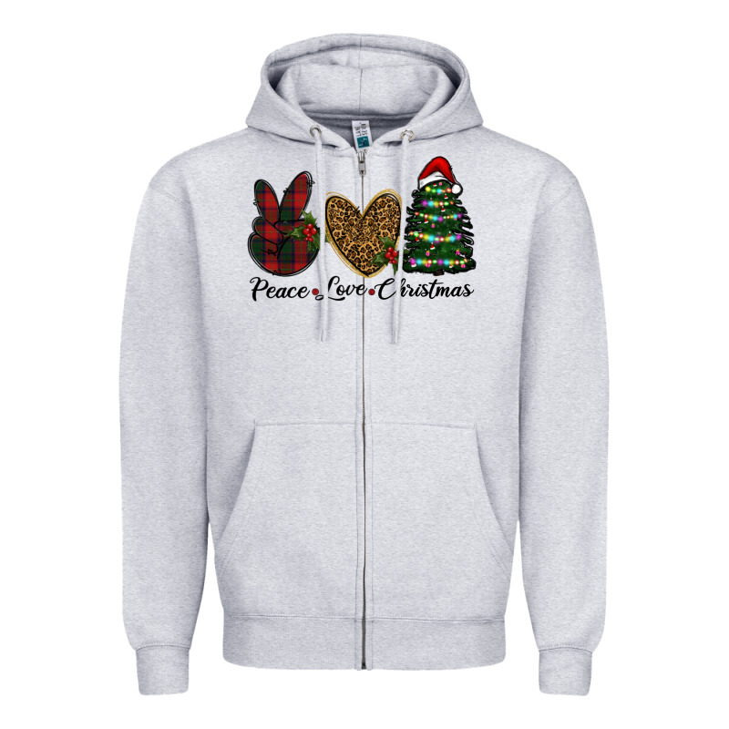 Peace Love Christmas Zipper Hoodie by RanaPortraitStore | Teevron