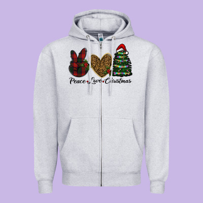 Peace Love Christmas Zipper Hoodie Designed By Ranaportraitstore