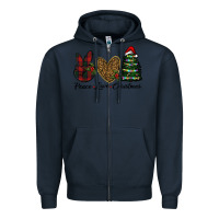 Navy peace love christmas Zipper Hoodie - RanaPortraitStore