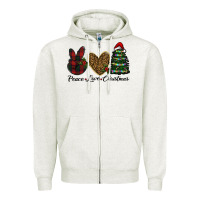 Oatmeal Heather peace love christmas Zipper Hoodie - RanaPortraitStore