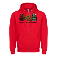 Red peace love christmas Zipper Hoodie - RanaPortraitStore