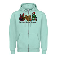 Seafoam peace love christmas Zipper Hoodie - RanaPortraitStore
