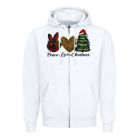 White peace love christmas Zipper Hoodie - RanaPortraitStore
