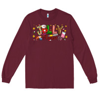 Burgundy Christmas jolly nurse Long Sleeve Tee - Artiststas
