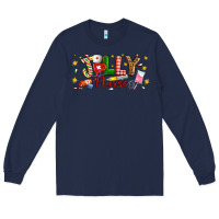 Navy Christmas jolly nurse Long Sleeve Tee - Artiststas