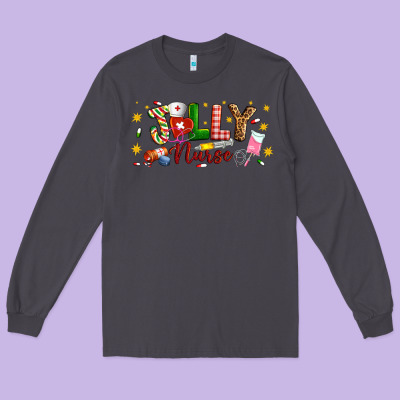 Christmas Jolly Nurse Long Sleeve Tee Designed By Artiststas