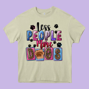 Less People More Dogs Heavy Core Tee Designed By Fadigitalartstudio