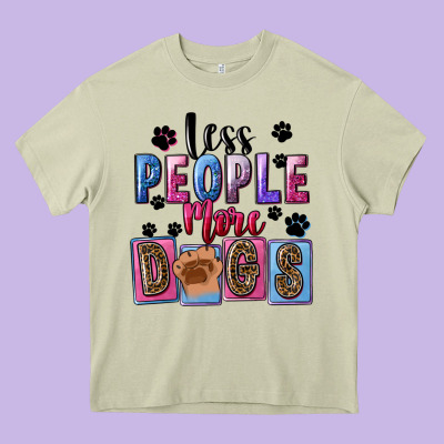Less People More Dogs Heavy Core Tee Designed By Fadigitalartstudio