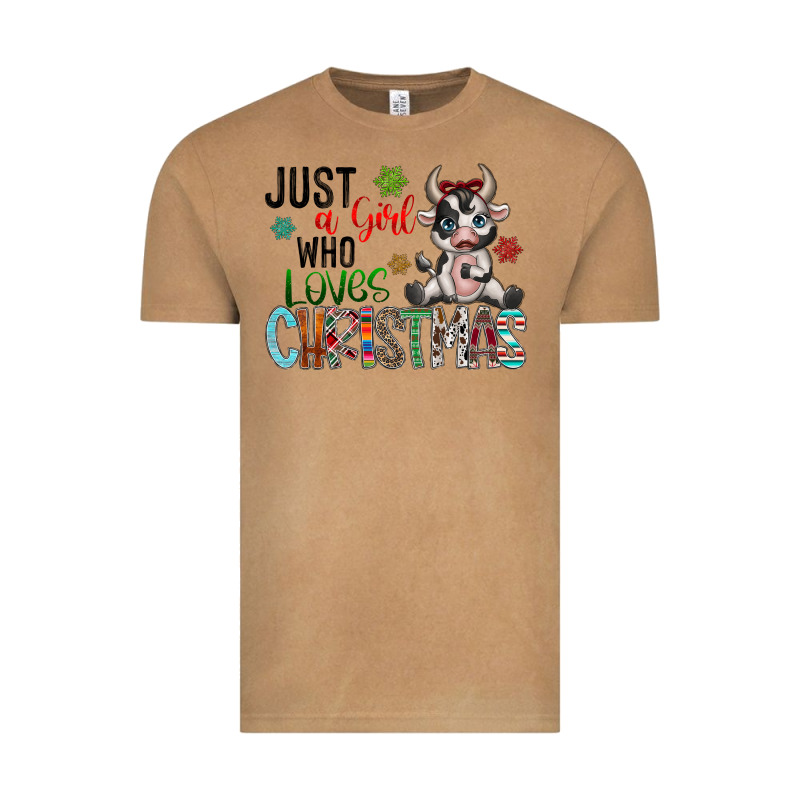 Just A Girl Who Loves Christmas Vintage Tee by CowhideDigitalArt | Teevron