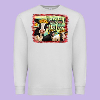 Hanging With My Heifers Holstein Cows Premium Sweatshirt Designed By Ranaportraitstore