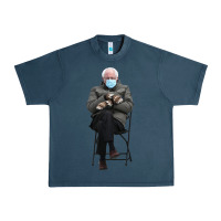 Midnight Navy bernie sitting in the cold with mittens meme Urban Heavy Tee - artisFamous