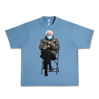 Pebble Blue bernie sitting in the cold with mittens meme Urban Heavy Tee - artisFamous