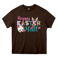Chocolate Brown Happy Easter Y'all Heavy Core Tee - BundleAndBundleShop