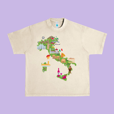 Italy Map Urban Heavy Tee Designed By Artisfamous